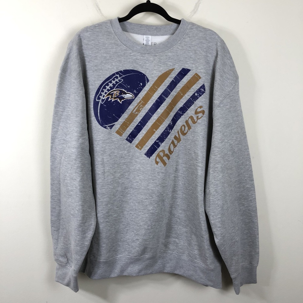 Baltimore Ravens Heart G-III 4Her by Carl Banks Women's Sweatshirt Sz 2XL Gray